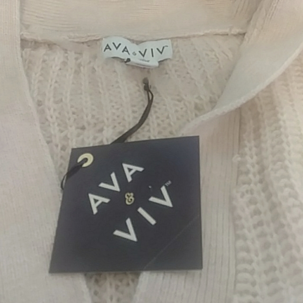 Ava & Viv Open Neck Textured Cardigan Blush Pink - Picture 4 of 5